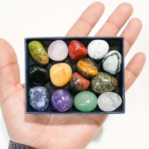 Chakra Healing Stones – 14-Piece Tumbled Gemstone Collection Box - Image 3
