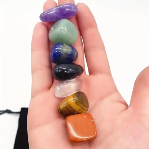 Natural Healing Crystals for Energy Balance -  Seven Chakra Tumbled Stone Set - Image 5
