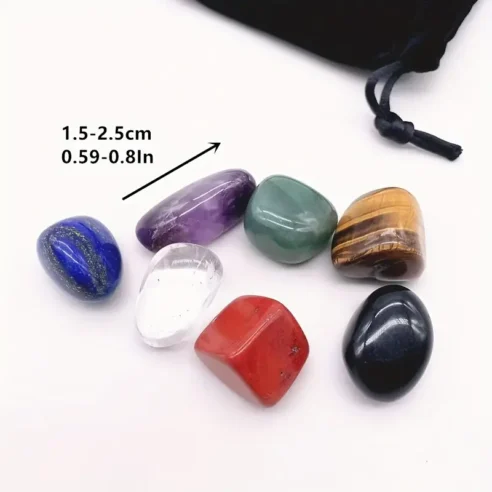 Natural Healing Crystals for Energy Balance -  Seven Chakra Tumbled Stone Set - Image 4