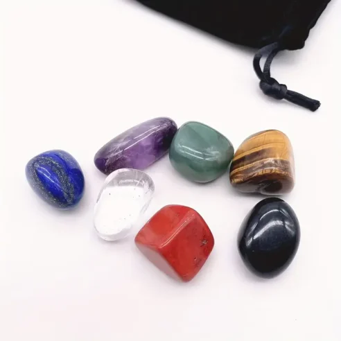 Natural Healing Crystals for Energy Balance -  Seven Chakra Tumbled Stone Set - Image 3