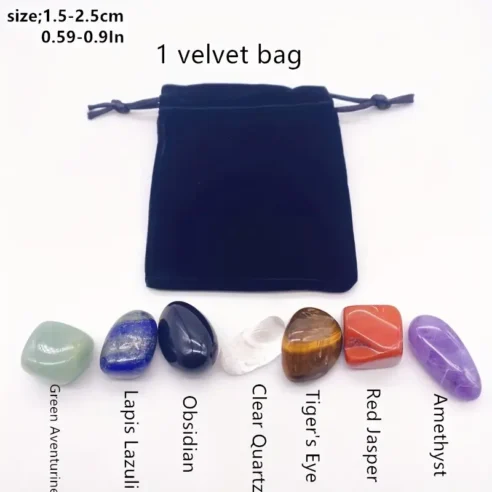 Natural Healing Crystals for Energy Balance -  Seven Chakra Tumbled Stone Set