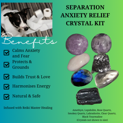 Calm & Comfort Crystal and Essential Oil Healing Set - Support for Pets Experiencing Separation Anxiety